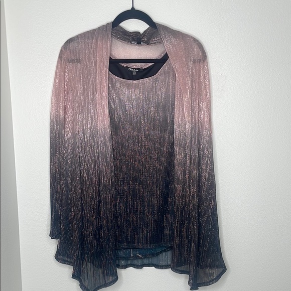 NWT David's Bridal Onyx Crinkled Ombre Plus Size Three-Piece Pantsuit - Picture 5 of 15